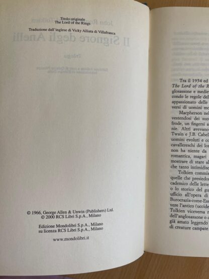 J.R.R. Tolkien Il Signore degli Anelli traduzione Alliata edizione mondolibri - immagine 10