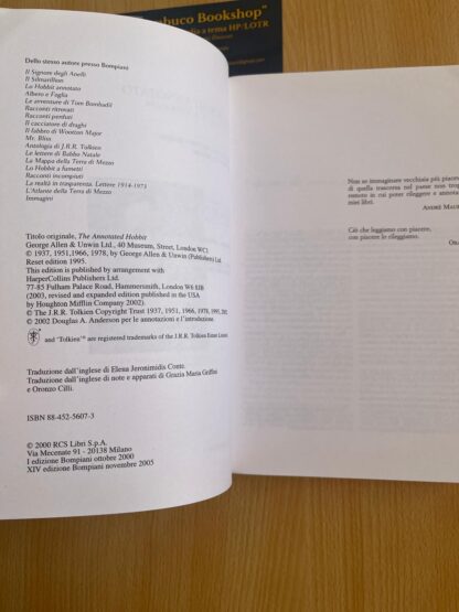 J.R.R. Tolkien Lo Hobbit Annotato Da Douglas A. Anderson Bompiani - immagine 9